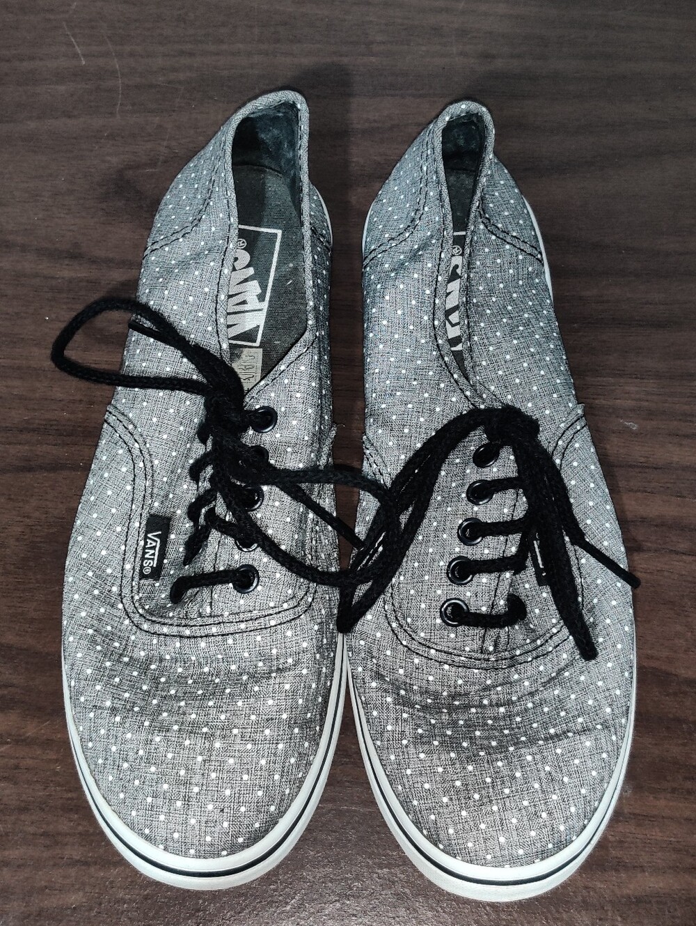 Vans Authentic Lo Pro Gray White Polka Dot Size 7.5